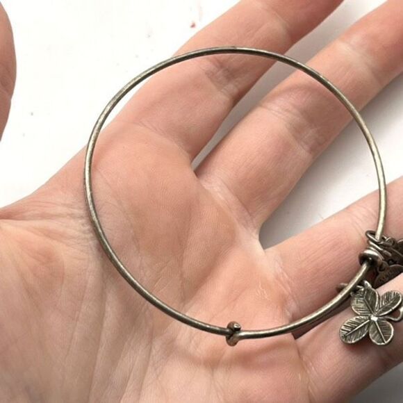 Alex and Ani Four Leaf Clover silver tone bangle bracelet lucky Irish lucky - Picture 4 of 5